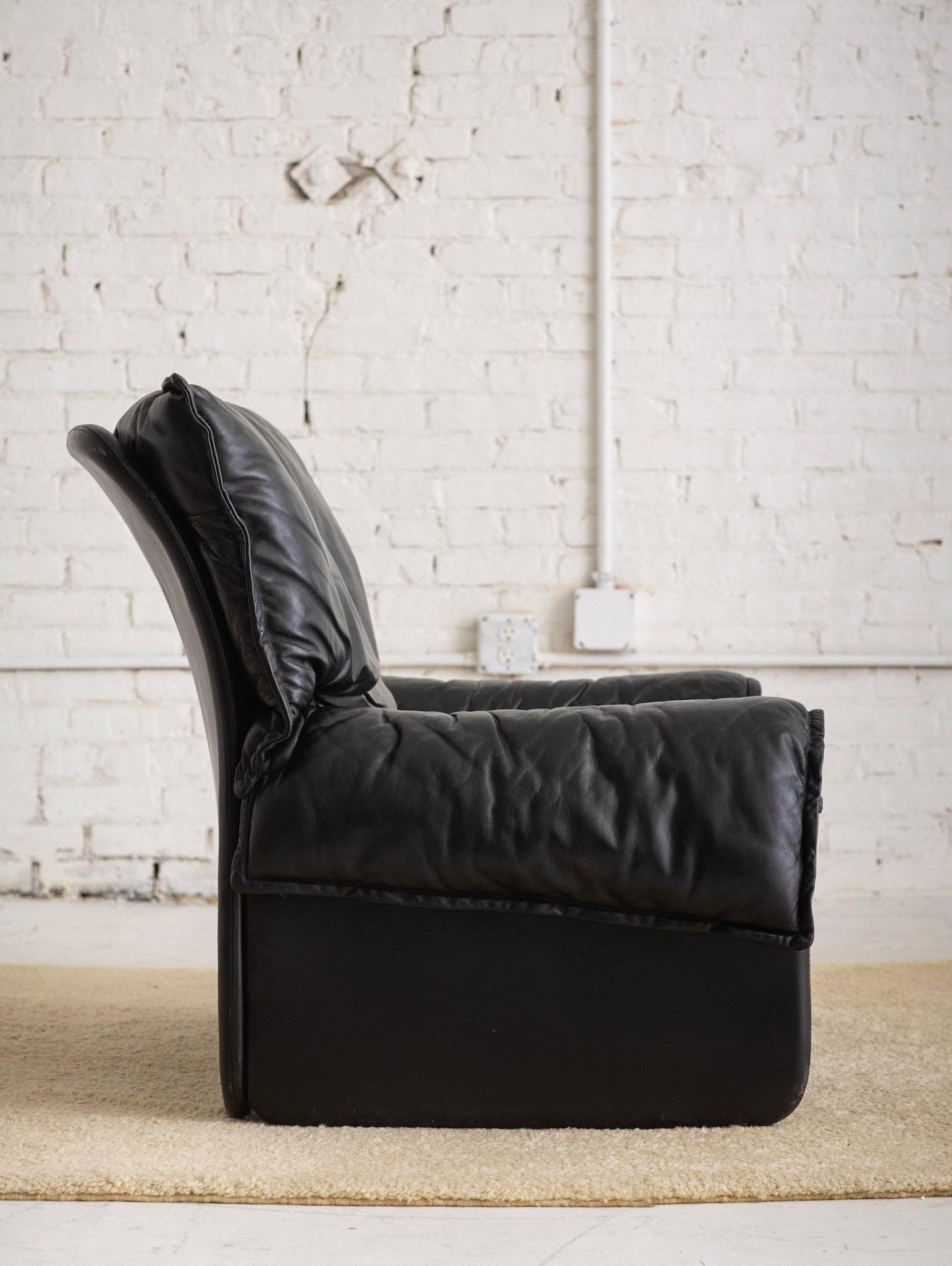 Italian Black Leather “Sara” Lounge Chair by Guido Faleschini for Mariani