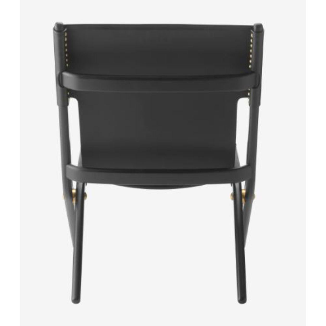 Danish Black Leather Saxe Chair by Lassen For Sale