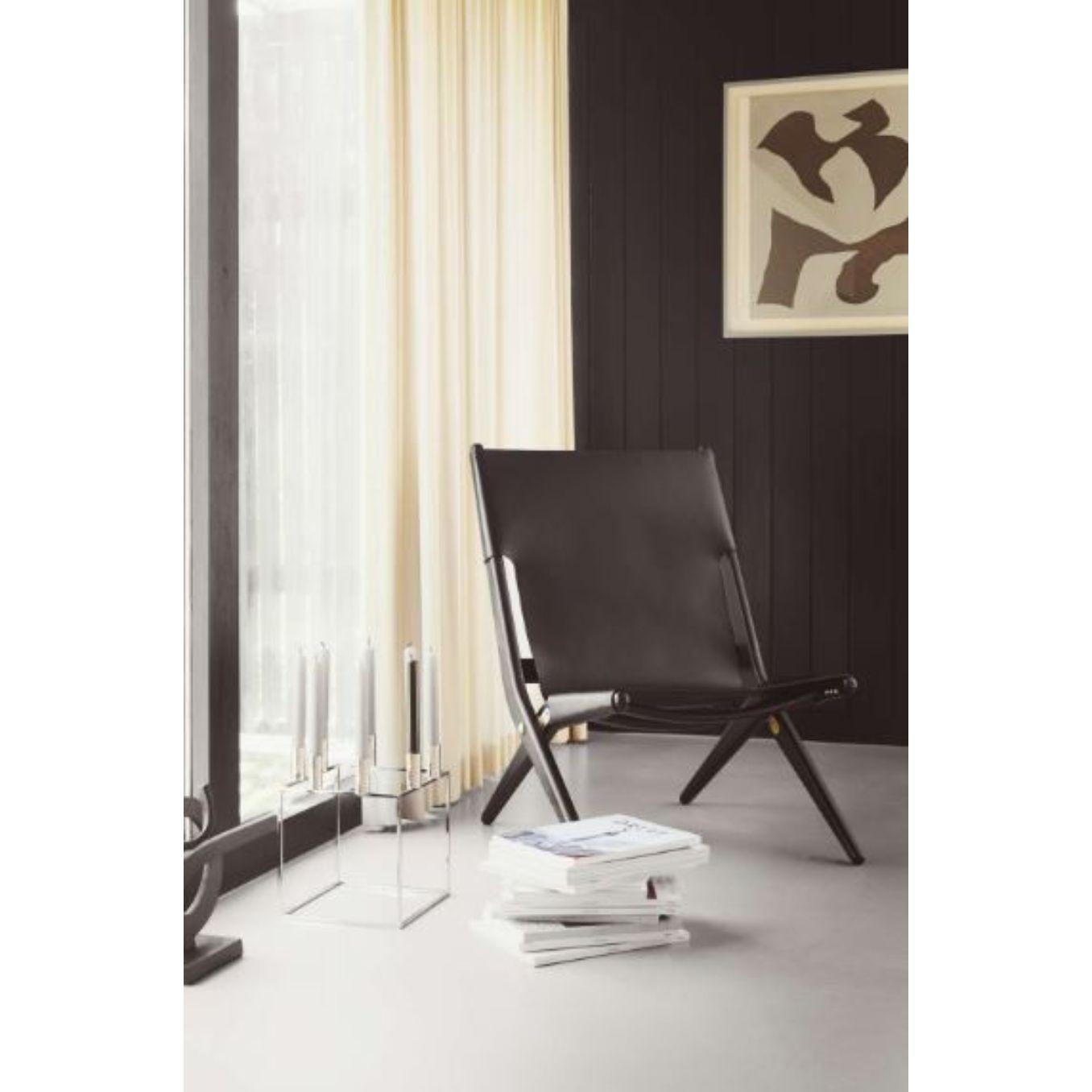 Black Leather Saxe Chair by Lassen In New Condition For Sale In Geneve, CH