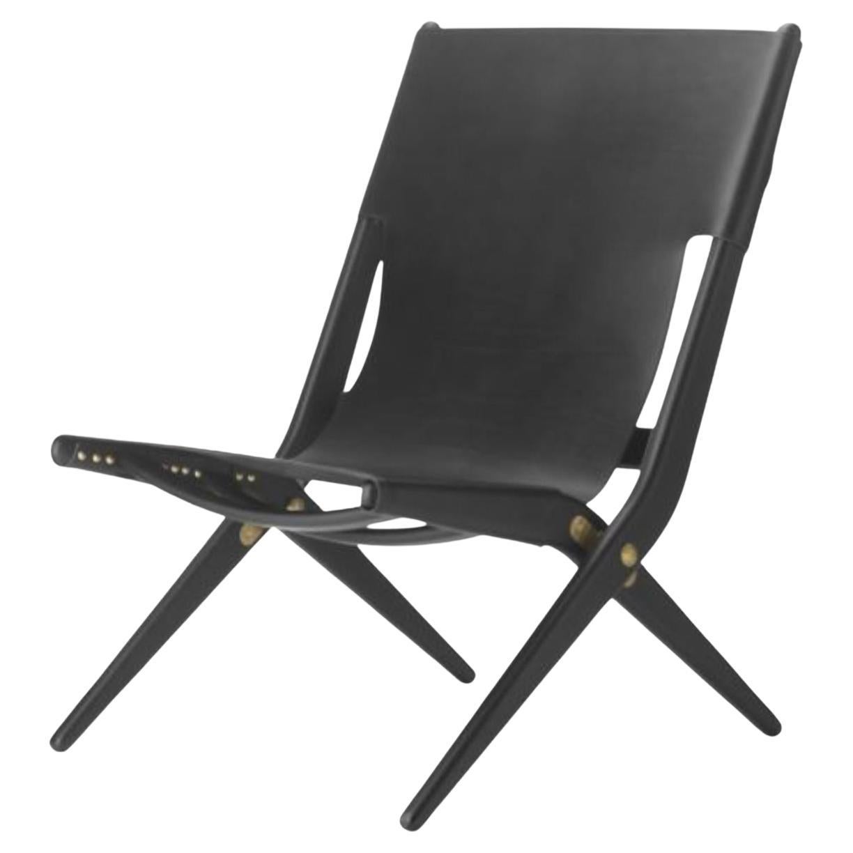 Sedia Saxe in pelle nera di By Lassen in vendita