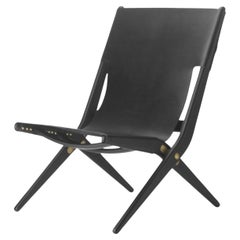 Black Leather Saxe Chair by Lassen