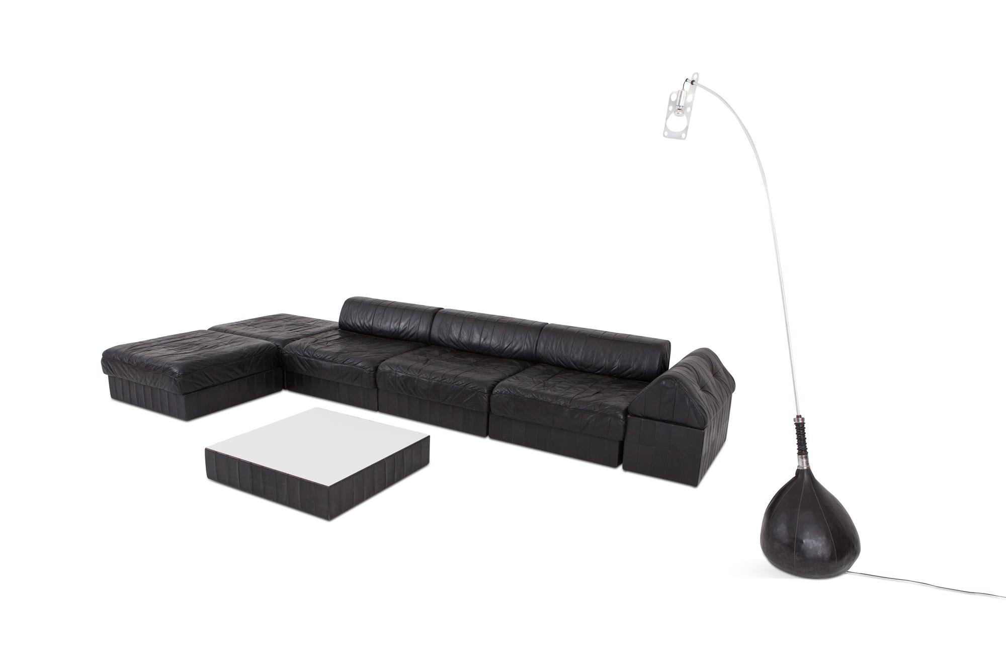Black Leather Sectional and Modular De Sede Switzerland Patchwork Sofa DS 88 7