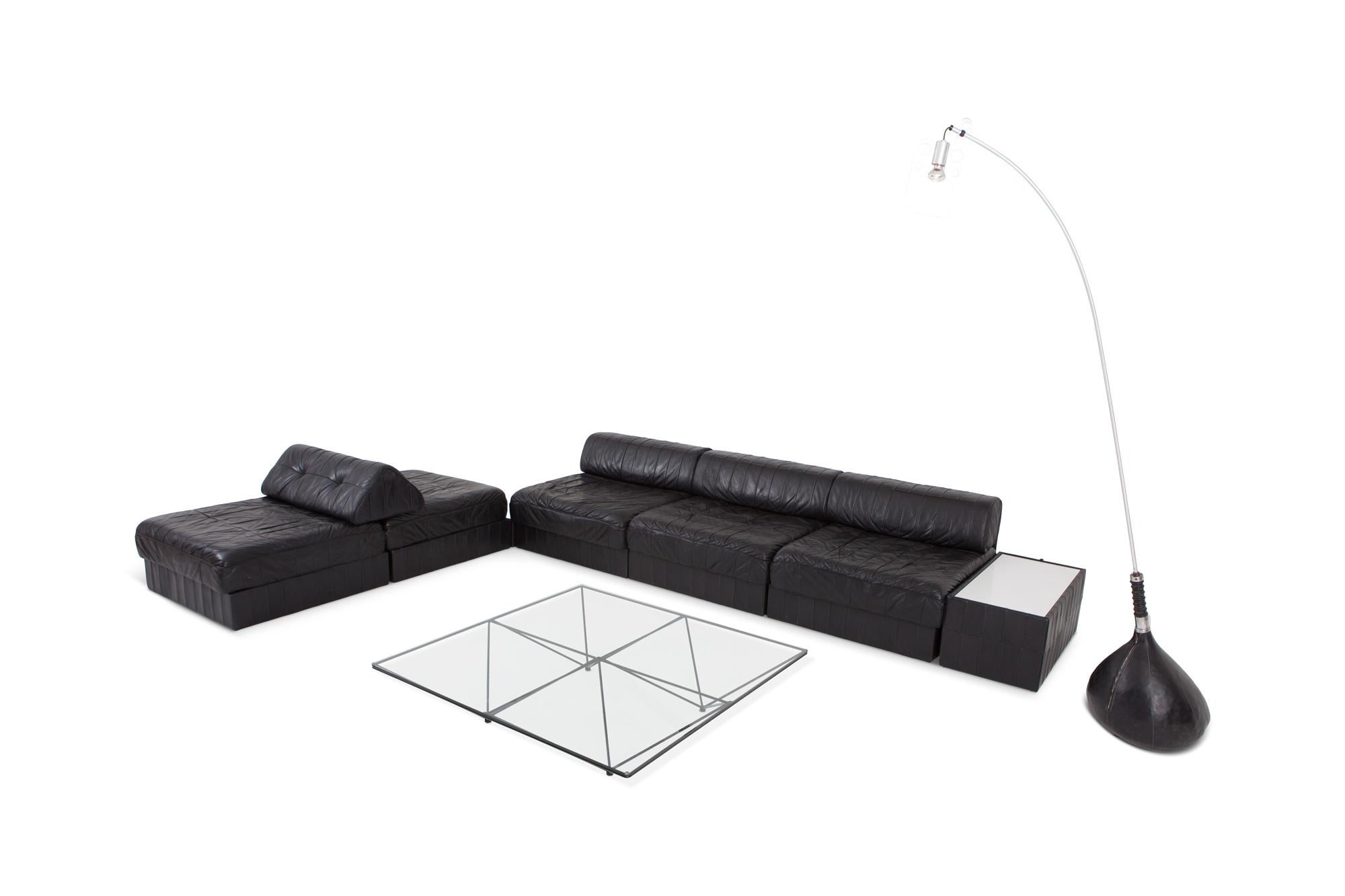Black Leather Sectional and Modular De Sede Switzerland Patchwork Sofa DS 88 11