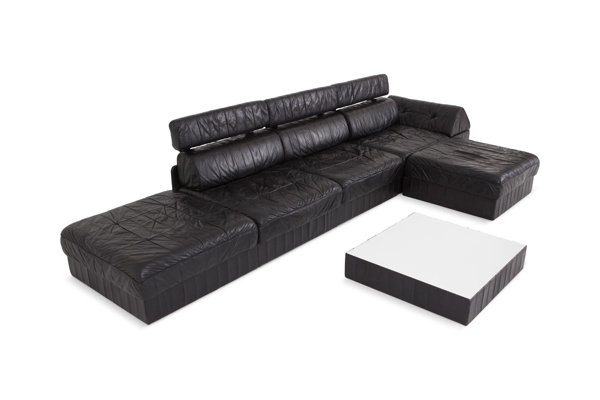 Black Leather Sectional and Modular De Sede Switzerland Patchwork Sofa DS 88 3