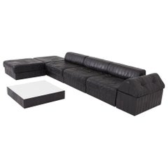 Used Black Leather Sectional and Modular De Sede Switzerland Patchwork Sofa DS 88