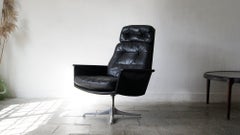 Chaise pivotante Sedia en cuir noir de Horst Brüning pour CORS, années 1960