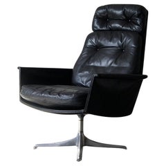 Black Leather Sedia Swivel Chair by Horst Brüning for Cor, 1960s