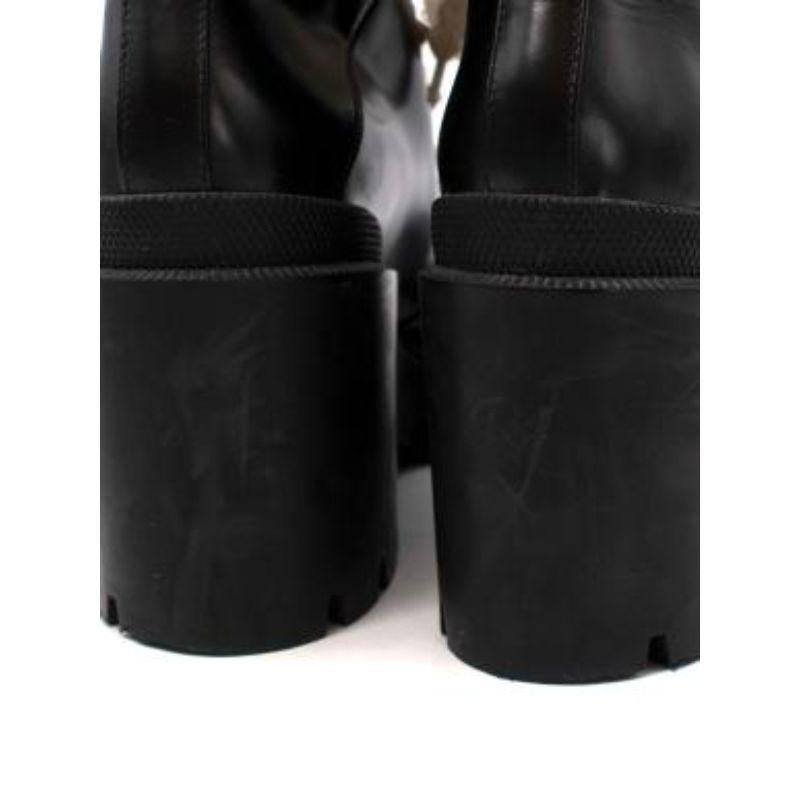 Black leather shearling trimmed combat boots For Sale 3