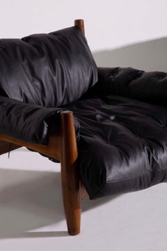 Black Leather “Sheriff” Armchairs by Sergio Rodrigues