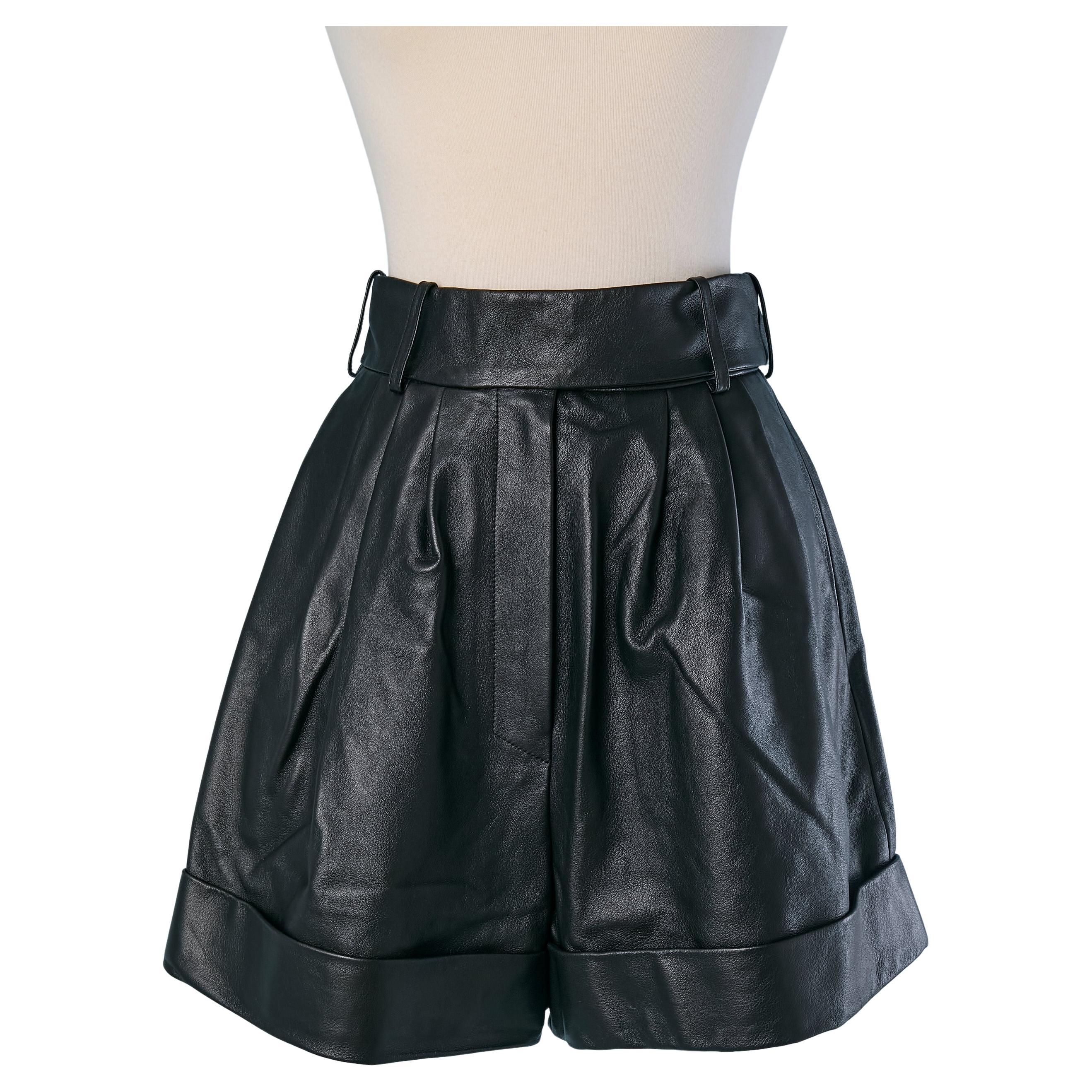 Black leather short ALEXANDRE VAUTHIER New