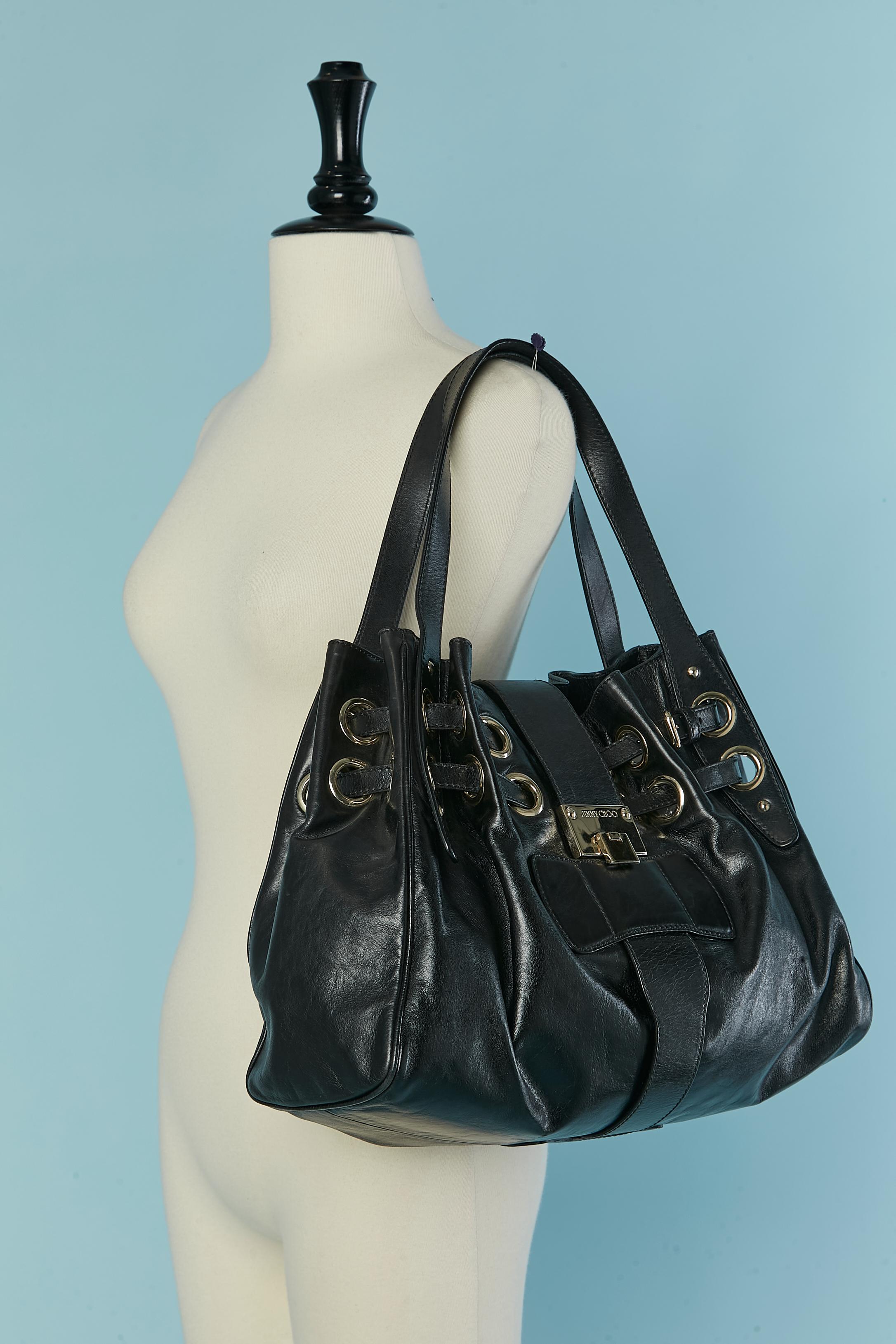 Black leather shoulder bag 
