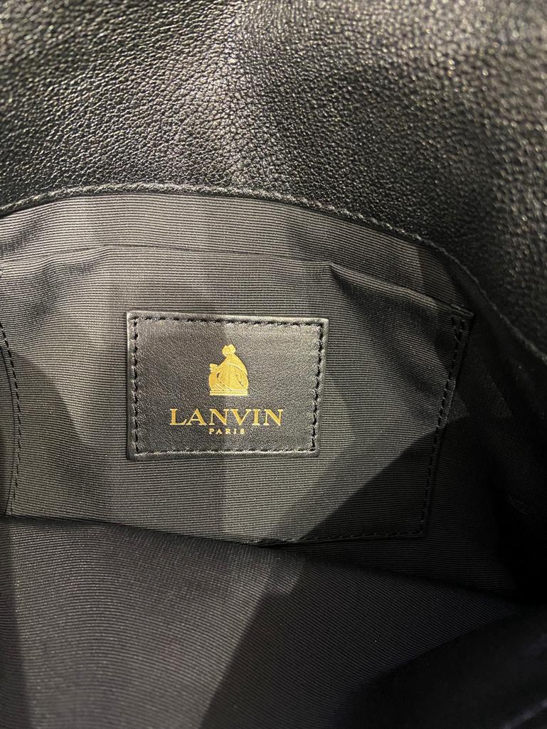 Black leather shoulder bag with gold metal chain LANVIN by Alber Elbaz For Sale 3