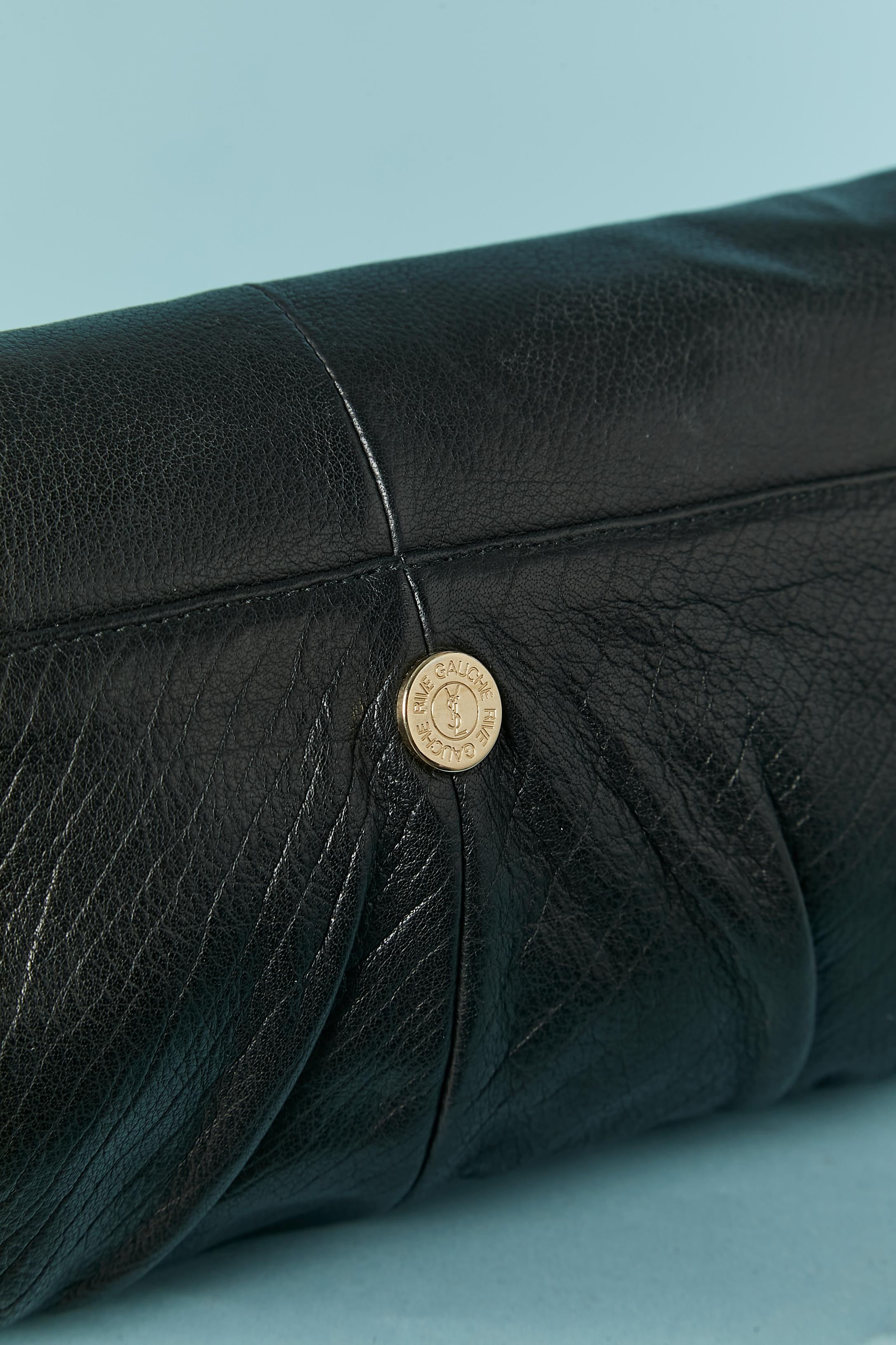 Women's Black leather shoulder small bag (or clutch) Yves Saint Laurent Rive Gauche 1998 For Sale