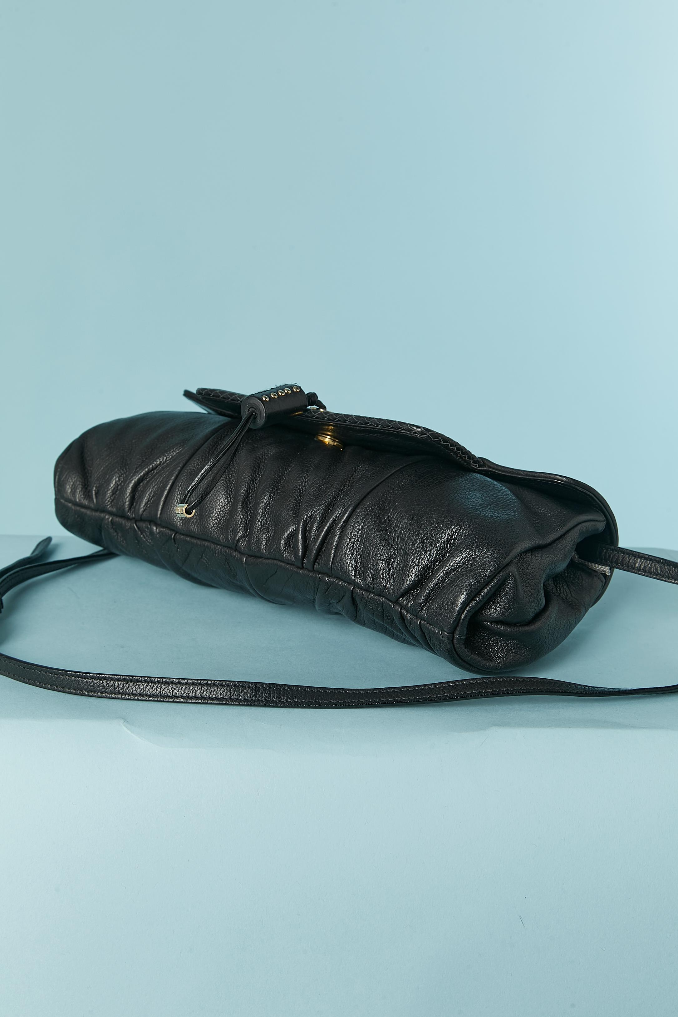 Black leather shoulder small bag (or clutch) Yves Saint Laurent Rive Gauche 1998 For Sale 1