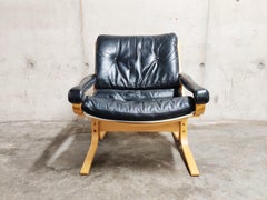 Black Leather Siesta Chair by Ingmar Relling for Westnofa, 1970s