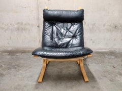 Black Leather Siesta Chair by Ingmar Relling for Westnofa, 1970s