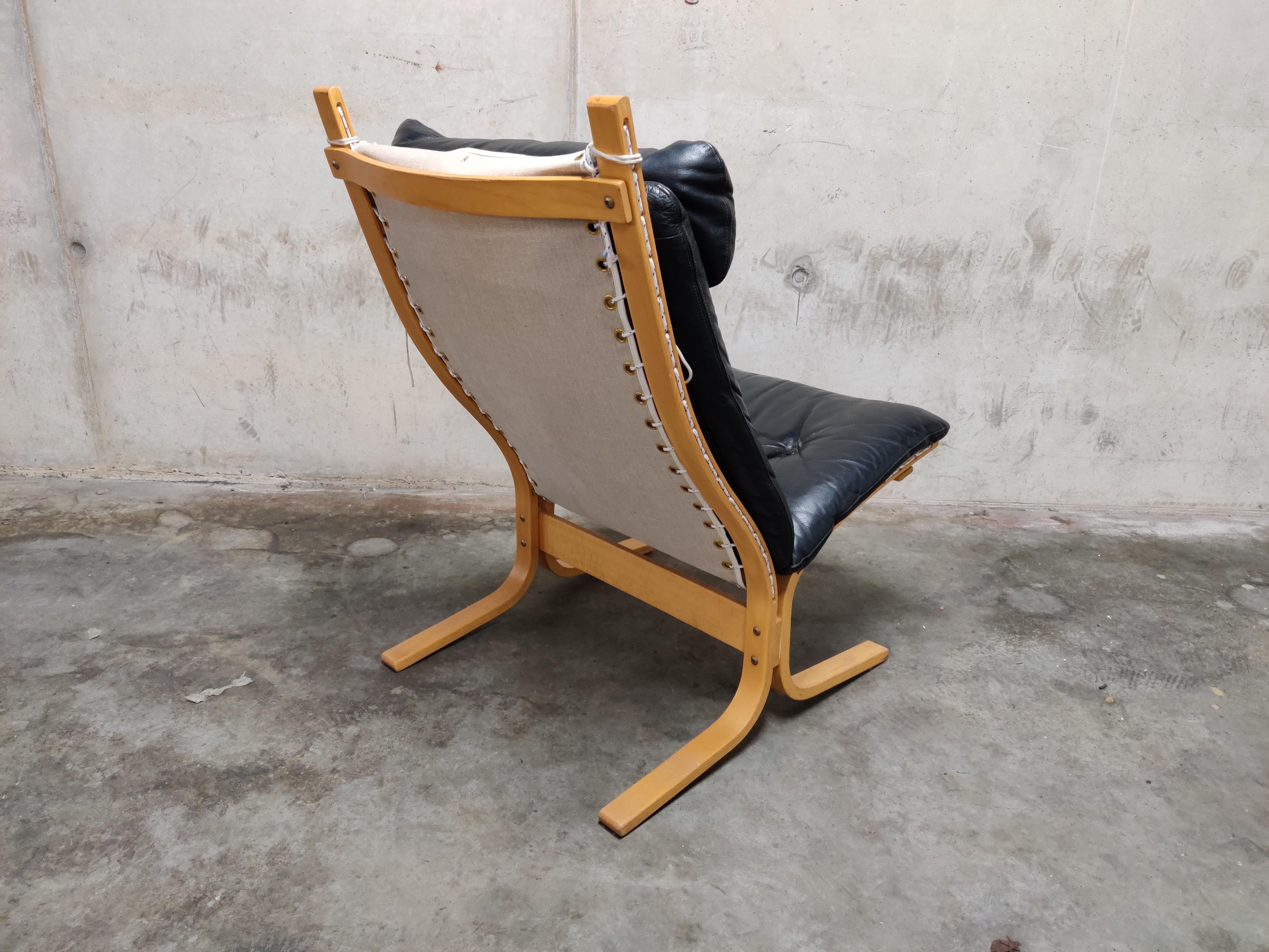 Black Leather Siesta Chair by Ingmar Relling for Westnofa, 1970s In Good Condition In HEVERLEE, BE