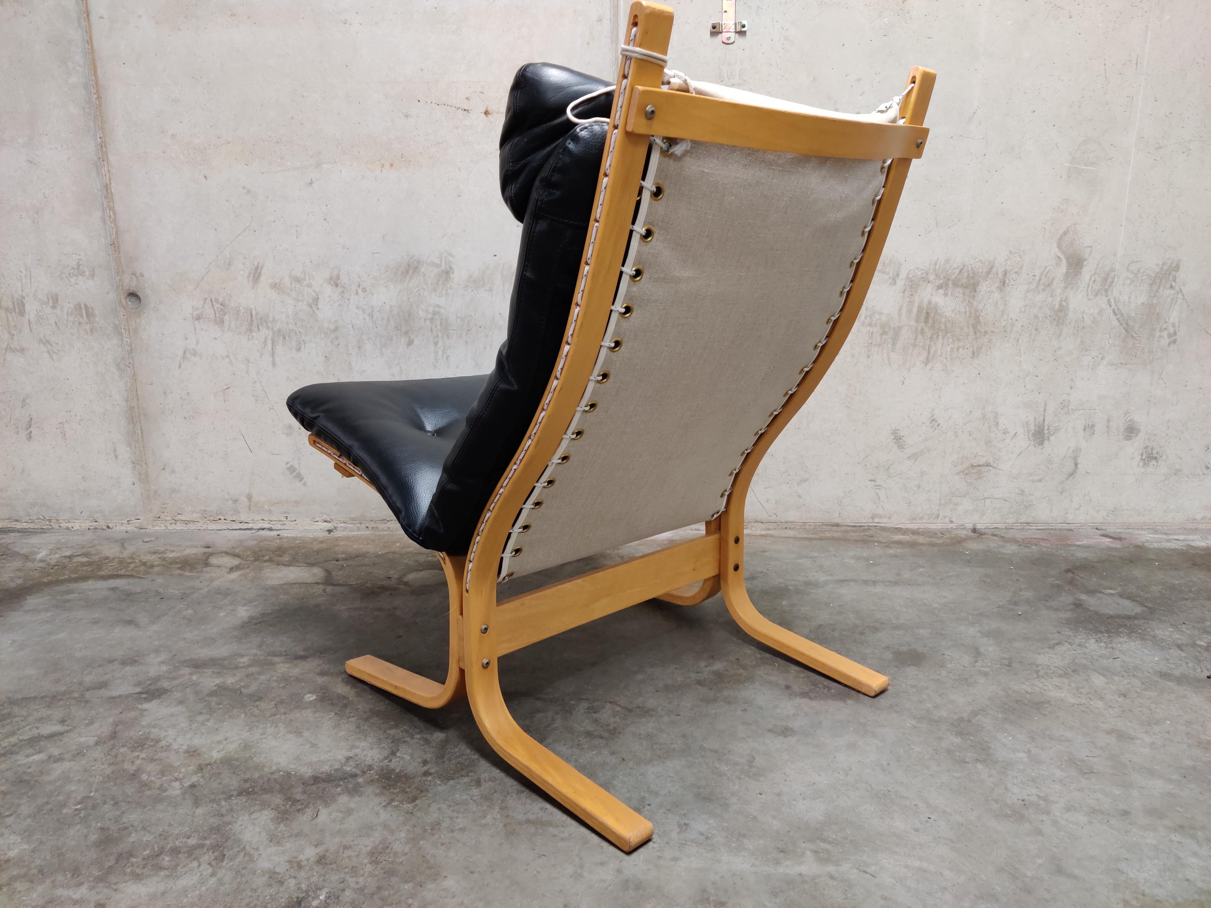 Black Leather Siesta Chair by Ingmar Relling for Westnofa, 1970s In Excellent Condition In HEVERLEE, BE