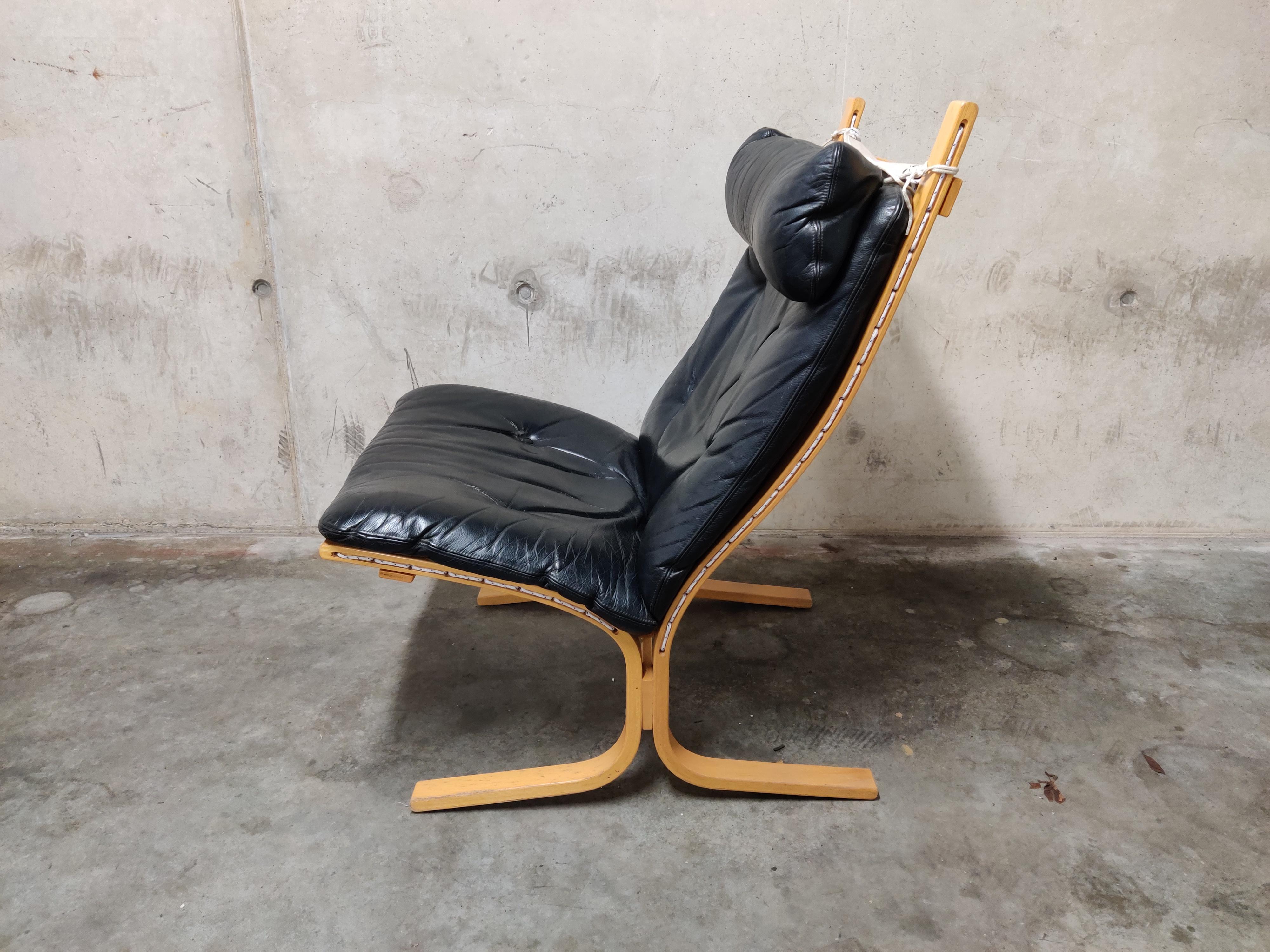 Black Leather Siesta Chair by Ingmar Relling for Westnofa, 1970s 1