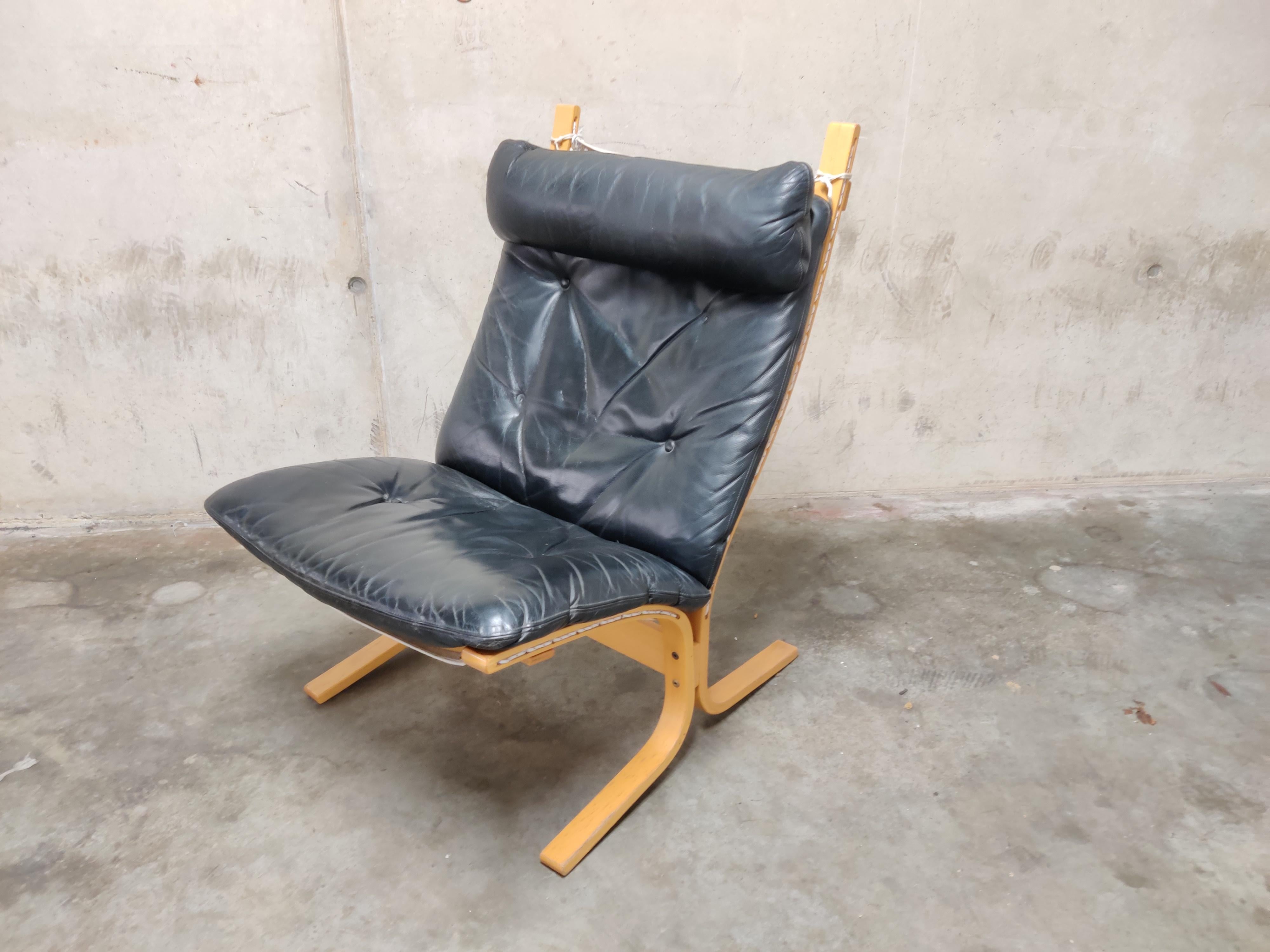 Black Leather Siesta Chair by Ingmar Relling for Westnofa, 1970s 2