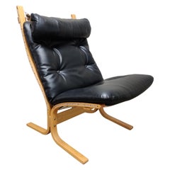 Vintage Black Leather Siesta Chair by Ingmar Relling for Westnofa, 1970s