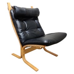 Black Leather Siesta Chair by Ingmar Relling for Westnofa, 1970s