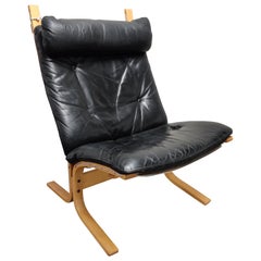 Black Leather Siesta Chair by Ingmar Relling for Westnofa, 1970s