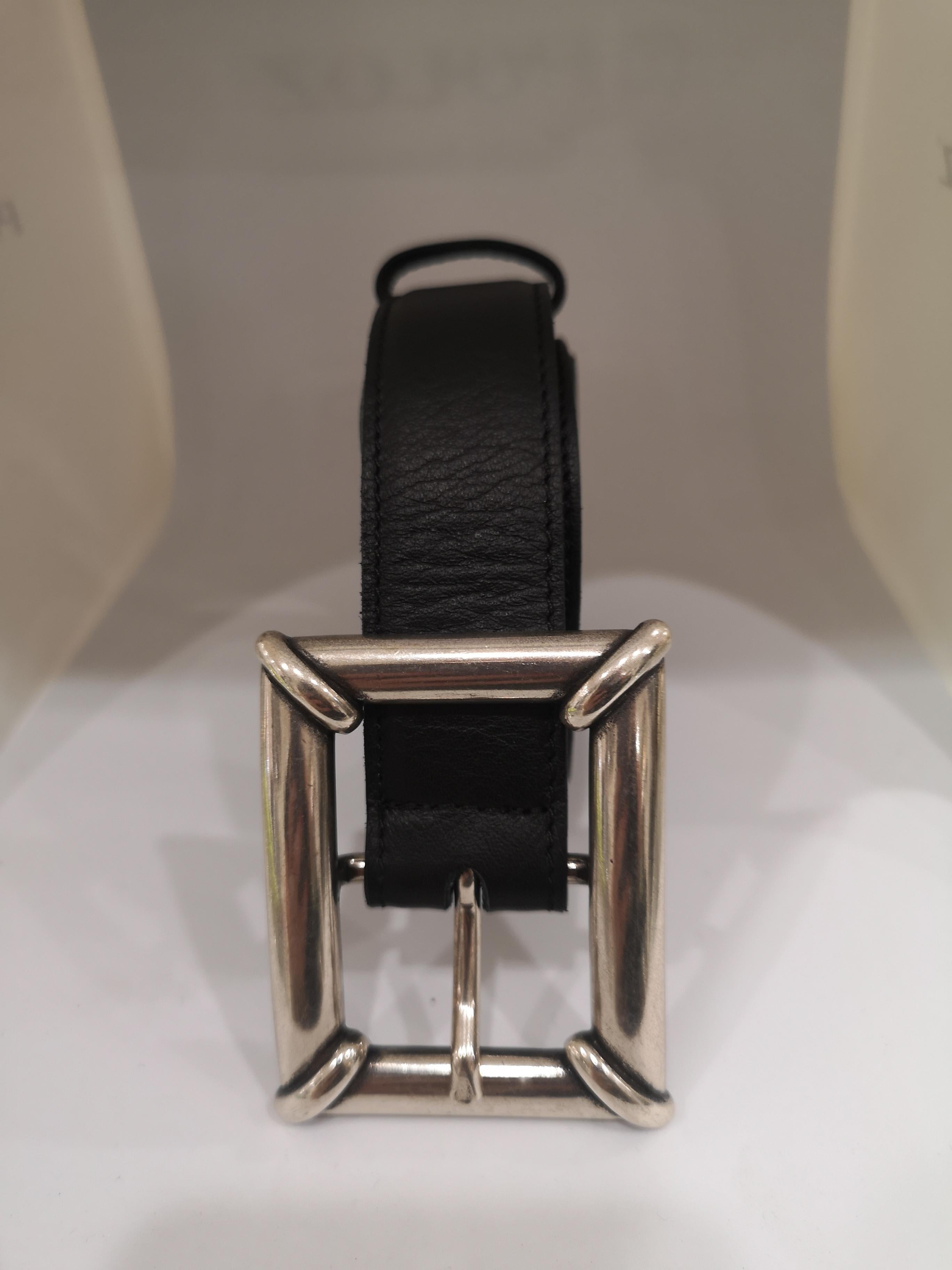 Black leather silver hardware belt 3