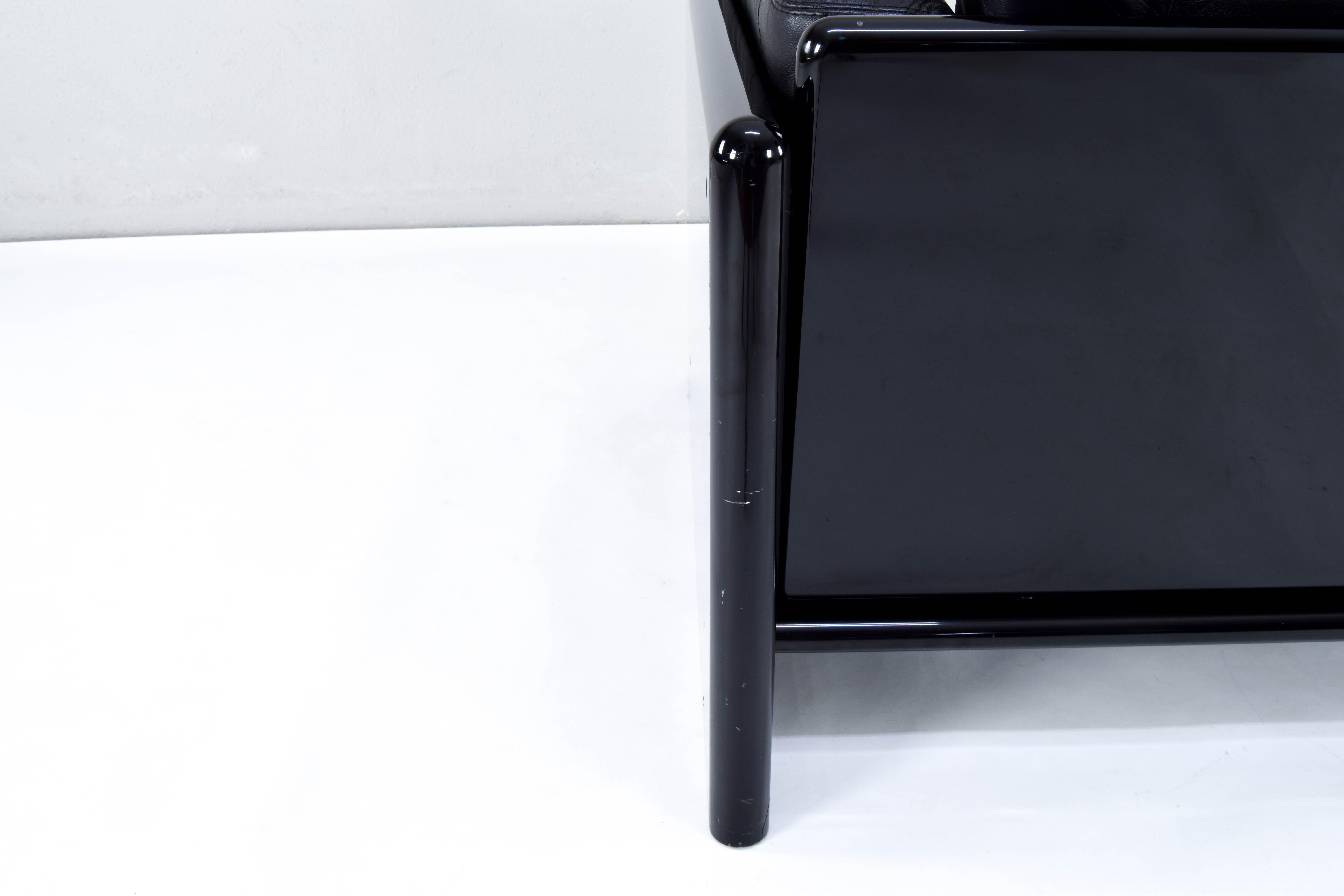 Black Leather Simone Armchair by Ufficio Progetti Gavina for Simon International For Sale 7