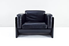 Black Leather Simone Armchair by Ufficio Progetti Gavina for Simon International