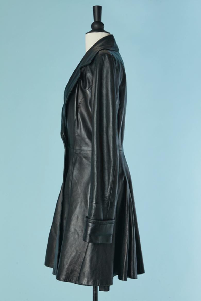 Cappotto monopetto in pelle nera Jean-Louis Scherrer In condizioni ottime in vendita a Saint-Ouen-Sur-Seine, FR