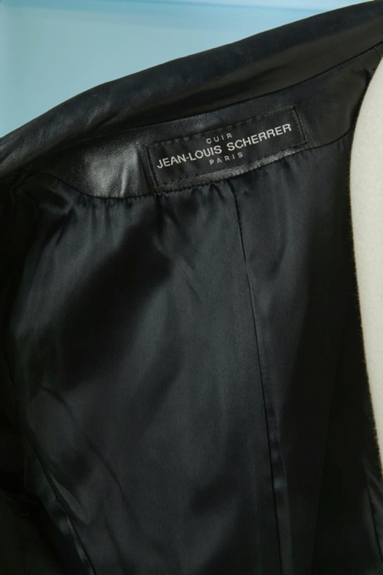 Cappotto monopetto in pelle nera Jean-Louis Scherrer in vendita 1