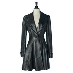 Black leather single breasted coat JEAN-LOUIS SCHERRER