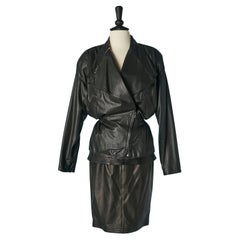 Black leather skirt-suit Gianni Versace