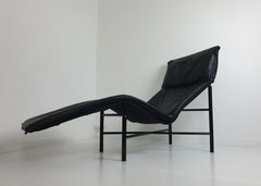 Black Leather 'Skye' Chaise by Tord Björklund for Ikea, circa 1980
