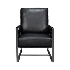 Black Leather Sling Accent Chair