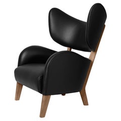 Chaise longue My Own Chair en cuir noir et chêne fumé de Lassen