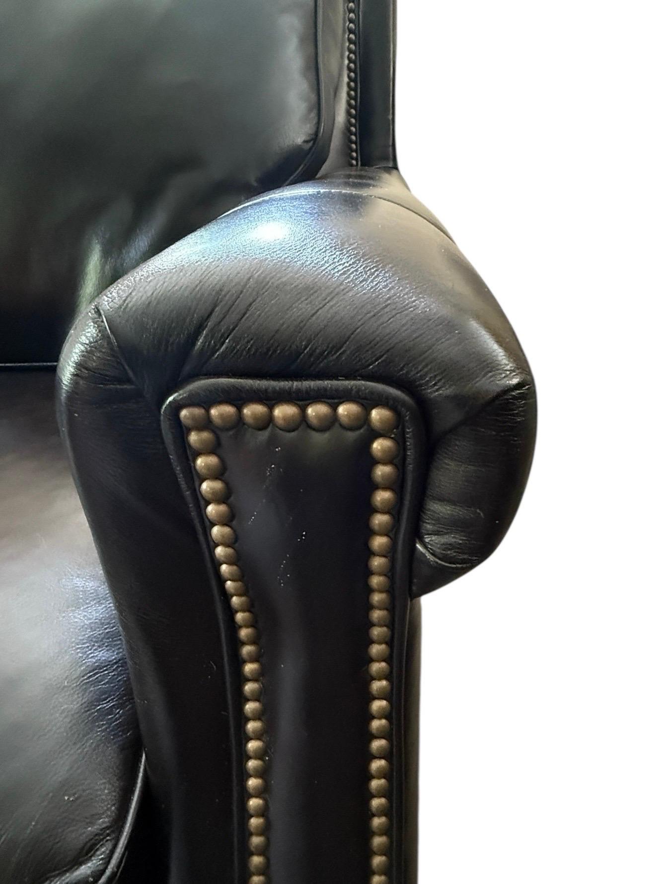 American Black Leather Sofa Bradington Young Couch Black Vintage Leather Black For Sale