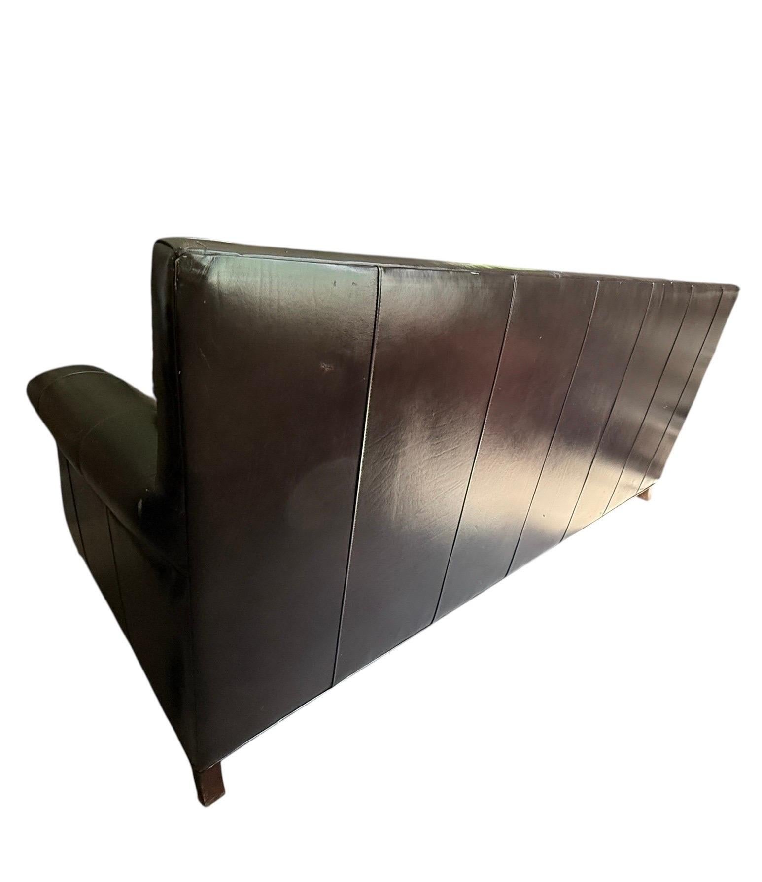 20th Century Black Leather Sofa Bradington Young Couch Black Vintage Leather Black For Sale