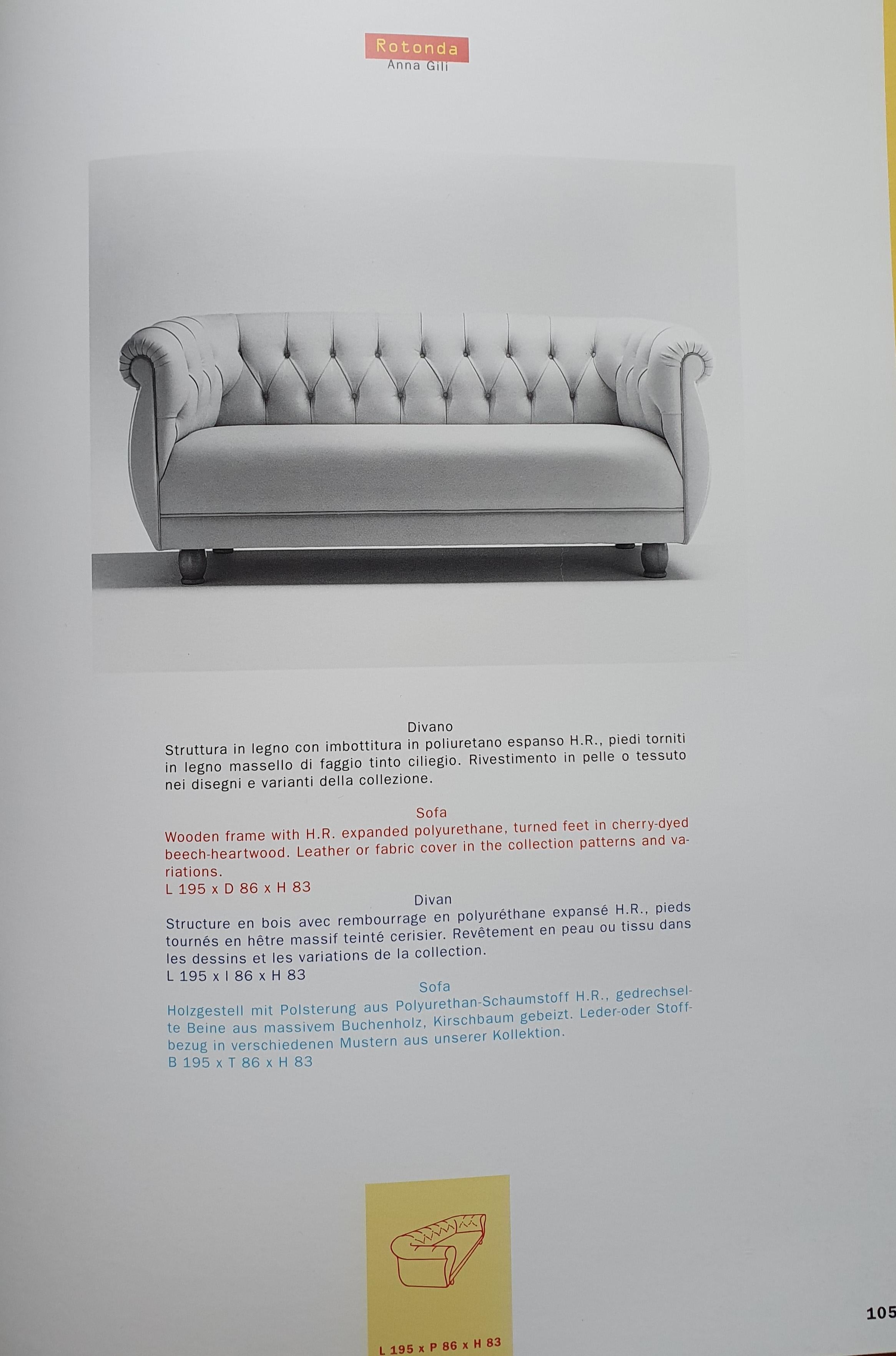 Schwarzes Sofa aus Leder von Anna Gili für Mastrangelo  Mailänder Möbel 1996 (Moderne der Mitte des Jahrhunderts) im Angebot