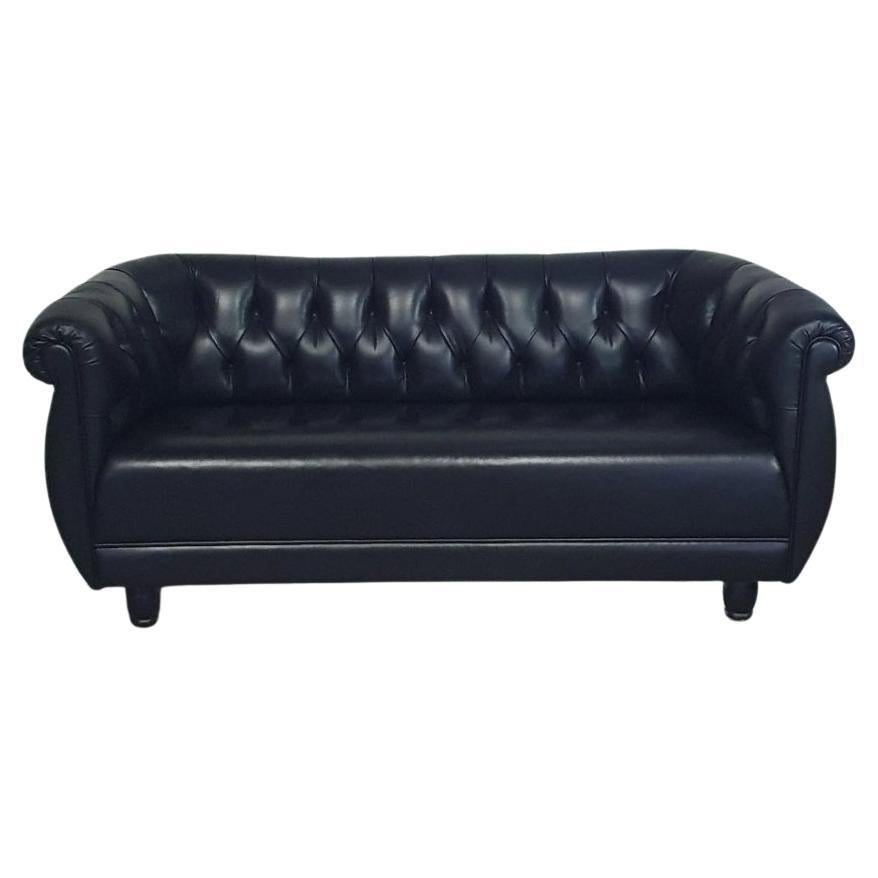 Black leather sofa by Anna Gili for Mastrangelo  Milan Furniture 1996 For Sale