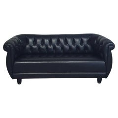 Vintage Black leather sofa by Anna Gili for Mastrangelo  Milan Furniture 1996