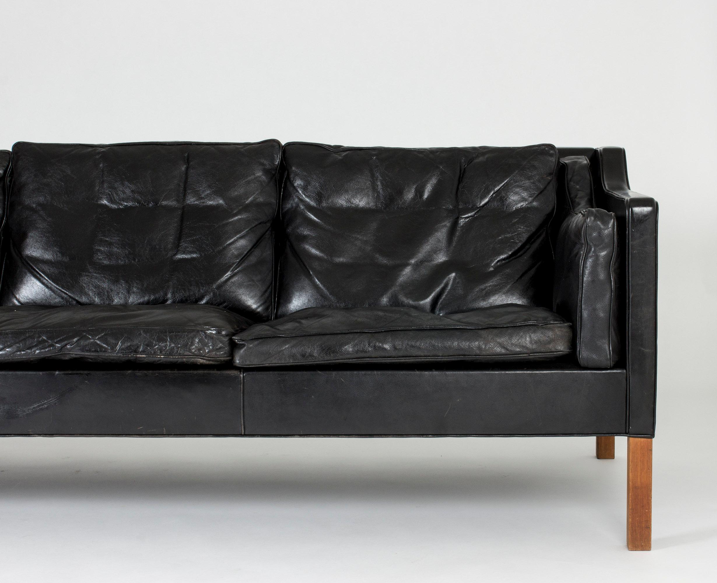 Black Leather Sofa by Børge Mogensen In Excellent Condition In Stockholm, SE