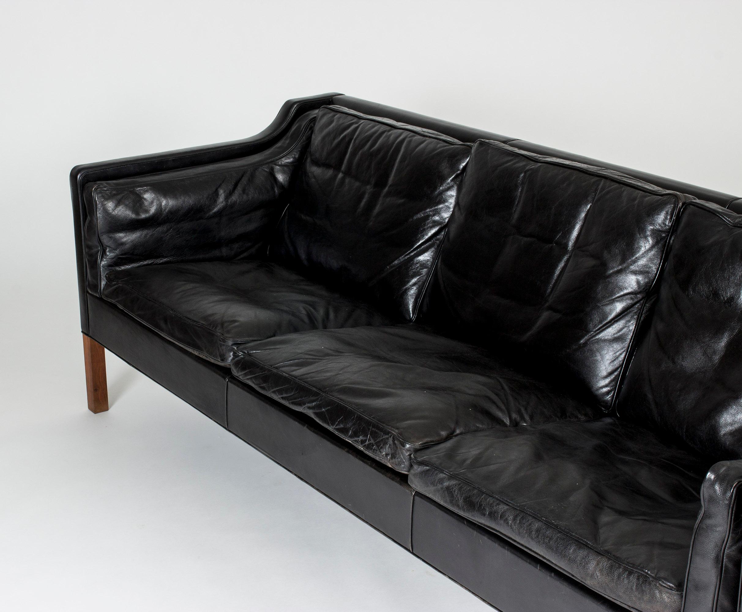 Black Leather Sofa by Børge Mogensen 2