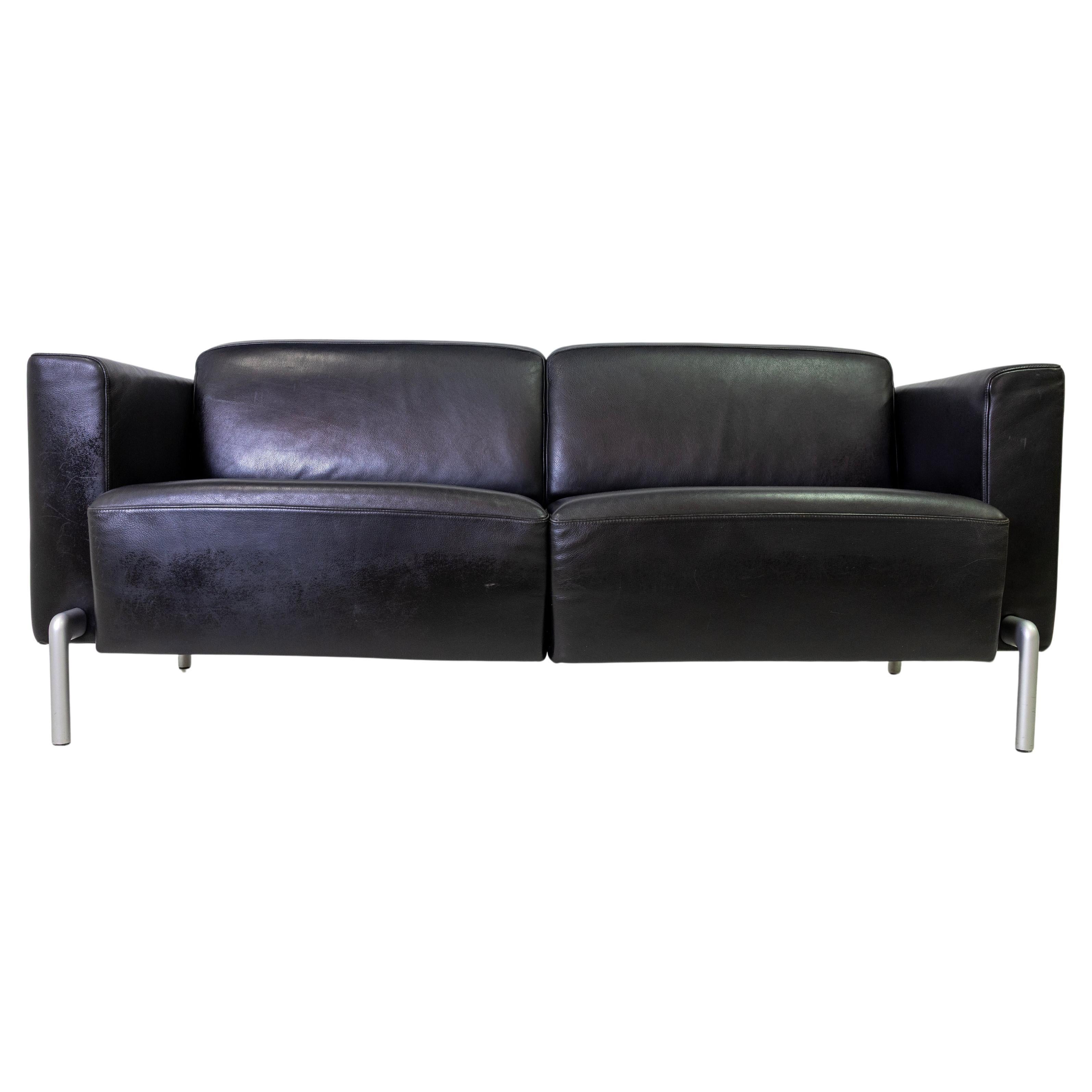 Schwarzes Sofa aus Leder von COR, Deutschland