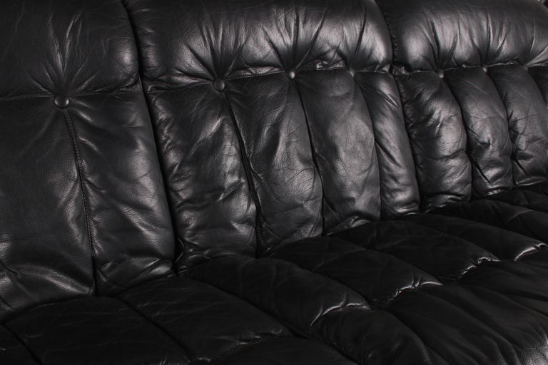 Black Leather Sofa by Gote Mobler Nassjo, 1960, Sweden For Sale 4