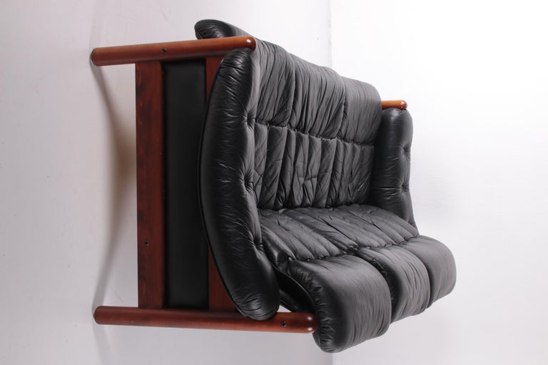 Black Leather Sofa by Gote Mobler Nassjo, 1960, Sweden In Good Condition For Sale In Oostrum-Venray, NL