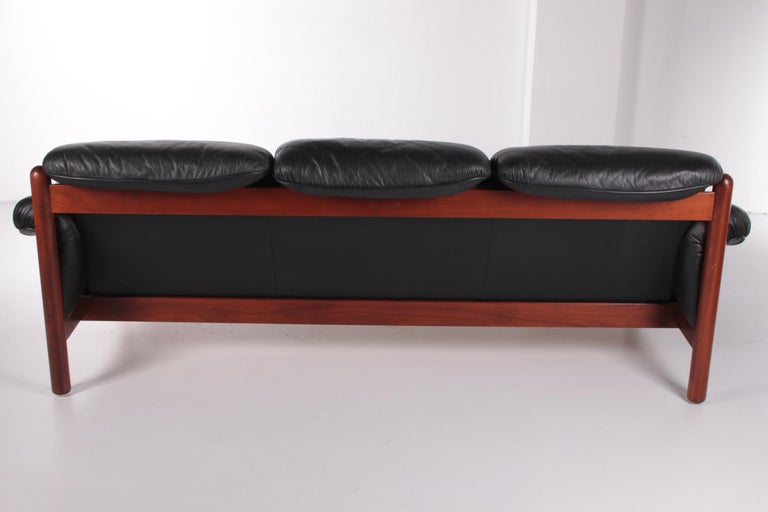 Mid-20th Century Black Leather Sofa by Gote Mobler Nassjo, 1960, Sweden For Sale