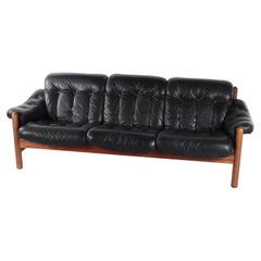 Black Leather Sofa by Gote Mobler Nassjo, 1960, Sweden