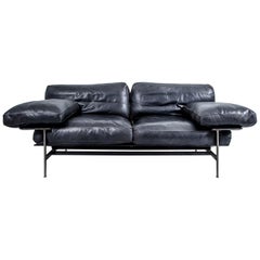 Antique Black Leather Sofa Diesis by B&B Italia